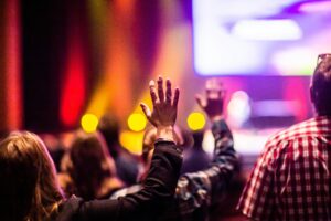People interacting at a live event