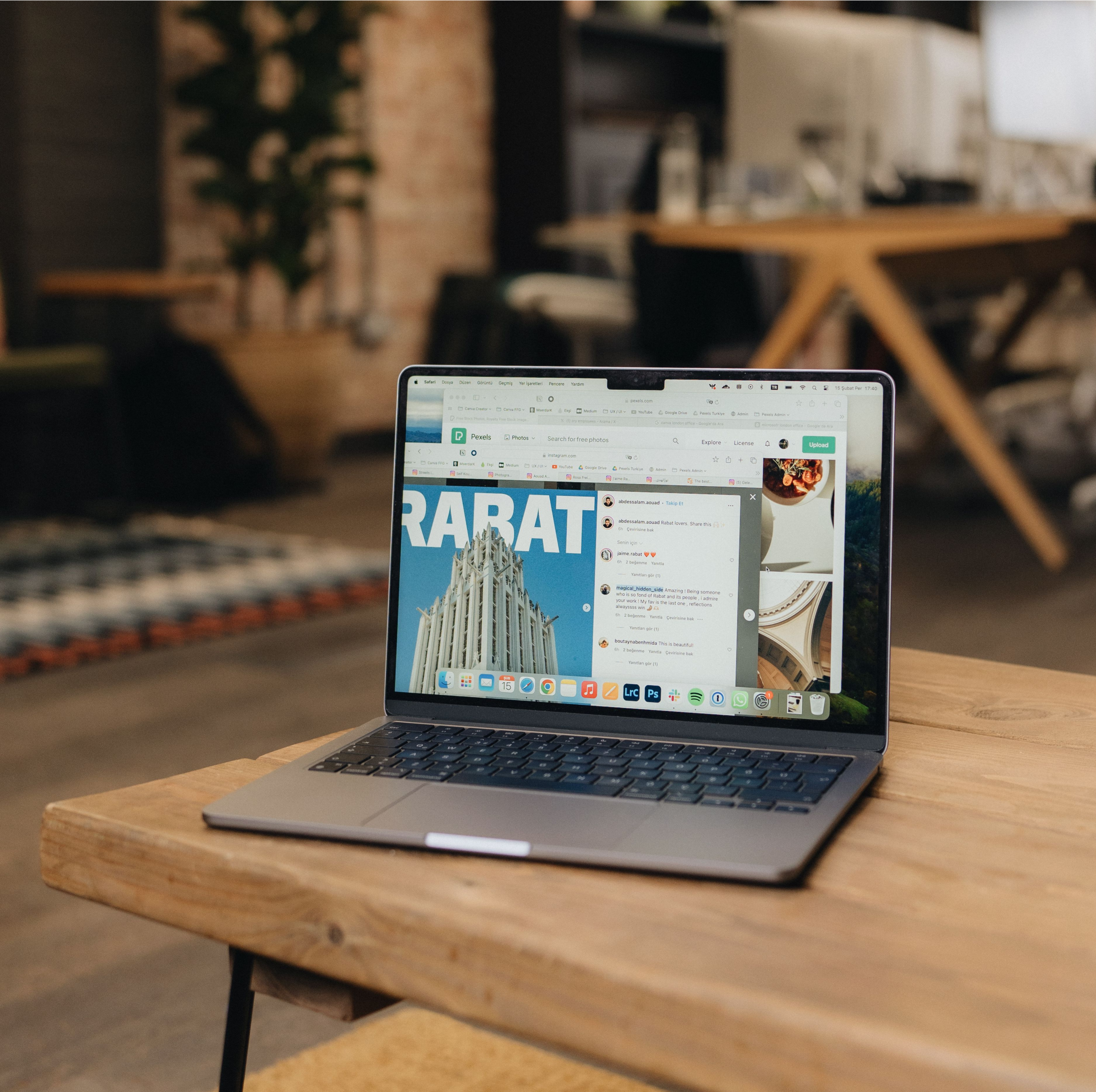 a laptop with a social post open