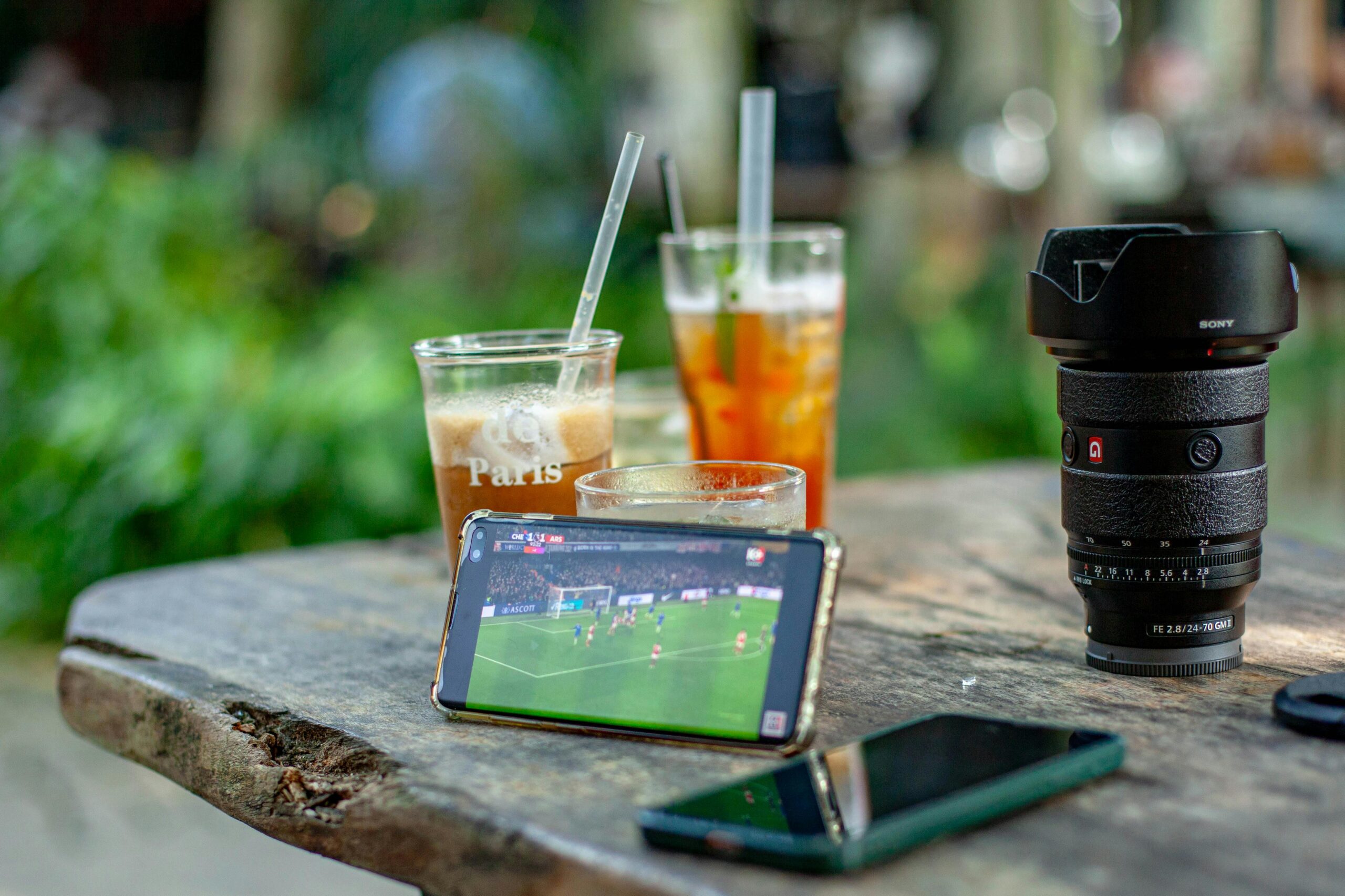 Someone watching sports on a phone