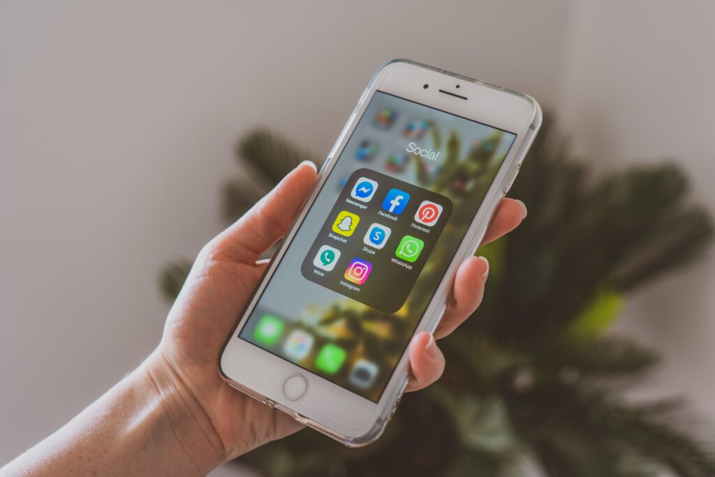 Smartphone with social media apps on it
