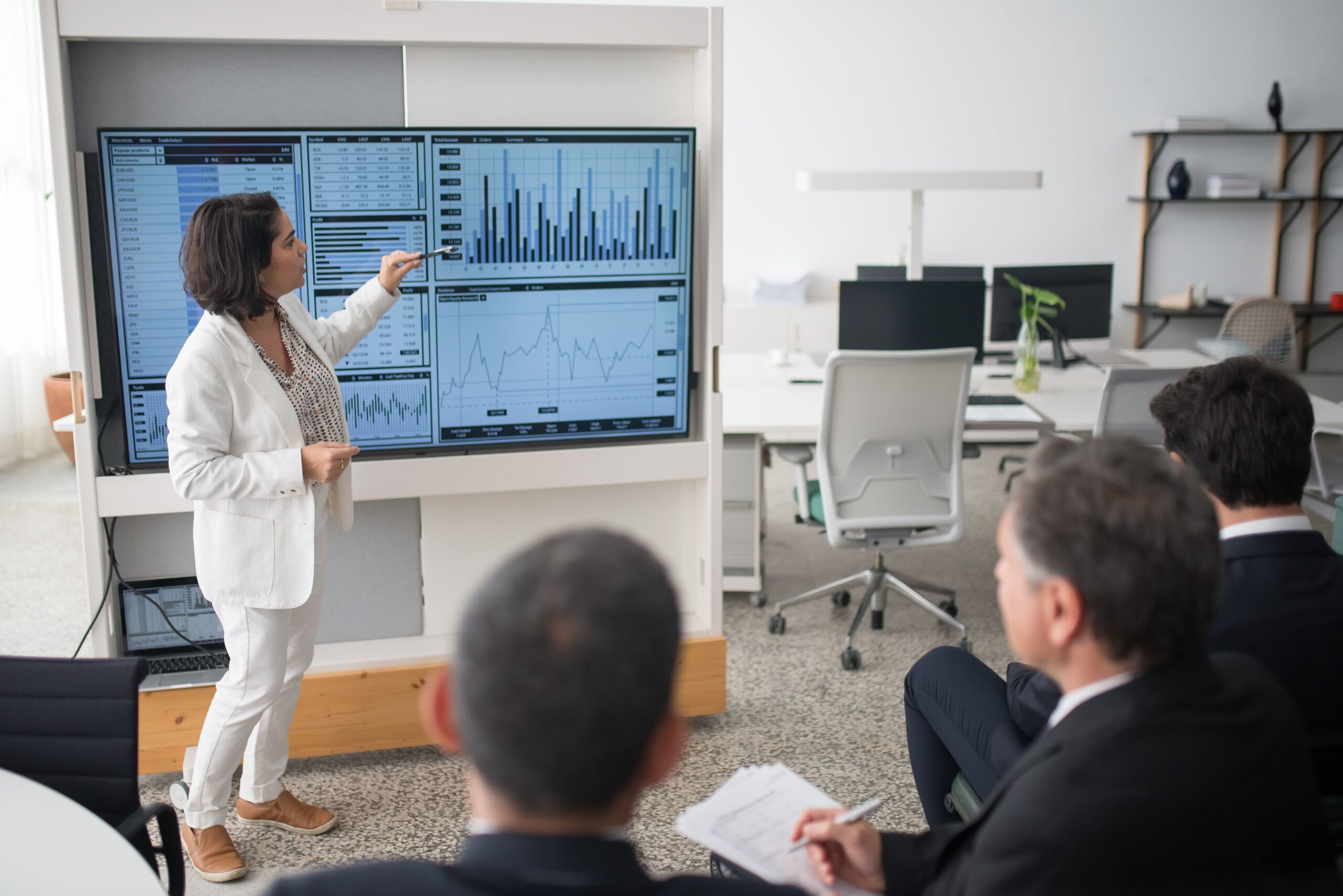 People looking at a data dshboard