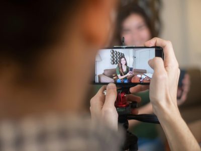 Someone doing a live stream off of a phone