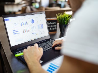 Someone looking at an analytics dashboard